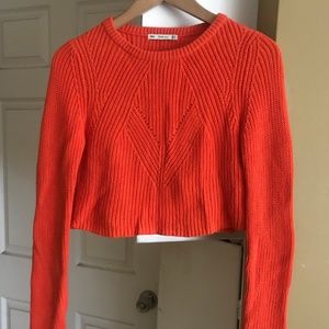 Zara Orange Crop Knitted Sweater